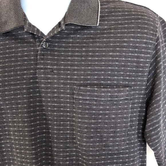 Van Heusen Dark Gray Grey Patterned Short Sleeve Polo Shirt - Size M Medium - Picture 4 of 7